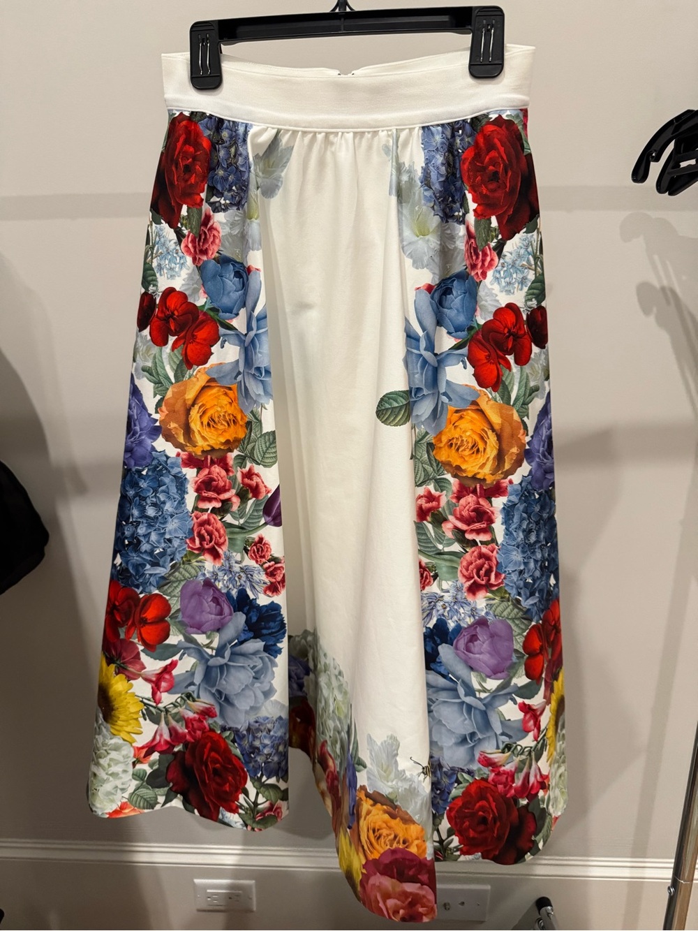 Alice+Olivia earla White Floral Panel Midi Skirt